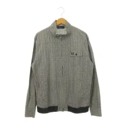 フレッドペリー FRED PERRY ブルゾン シャツジャケット ダブルジップ チェック XL 黒 ブラック スタンドカラー 長袖 F2198 /AH26 ■GY01