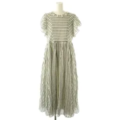 チェスティ Chesty 24SS パールミックスストライプワンピース ロング フレンチスリーブ 1 ホワイト ブラック /HK ■OS ■SH