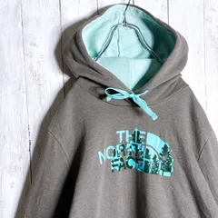 【海外モデル】THE NORTH FACE ザ・ノースフェイス ダークグレー 水色 スウェット パーカー #b27