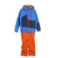 フェニックス PHENIX スキーウェア セットアップ 中綿ジャケット パンツ 男の子 150/72 青 ブルー オレンジ フーディ ロゴ /MN1 ■ECD001