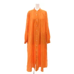 ユナイテッドアローズ UNITED ARROWS シャツロングワンピース 38 オレンジ バンドカラー 長袖 前開き /YJ ■ECF001