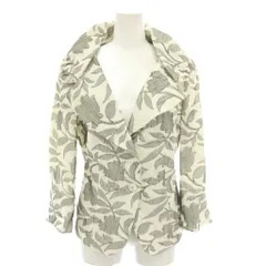 マックスマーラ MAX MARA テーラードジャケット シングル ボタニカル柄 花柄 麻 リネン 38 白 ホワイト 黒 ブラック 10411082 /YT