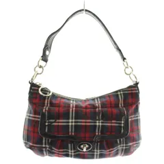 コーチ COACH ハンドバッグ ショルダー 2WAY ナイロン タータンチェック シグネチャー 赤 レッド 紺 ネイビー 18715 /XZ ■GY18