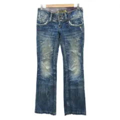 レッドペッパー RED PEPPER デニムパンツ ジーンズ ストレート ローライズ 刺繍 26 紺 ネイビー /HO55 ■GY66