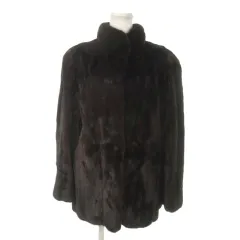 エンバ EMBA BLACKGLAMA ブラックグラマ ダークミンク ファー コート 毛皮 スタンドカラー ミドル丈 茶 ブラウン /MN25 ■GY18