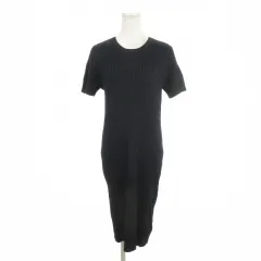 ローレンラルフローレン LAUREN RALPH LAUREN ニットワンピース XL 紺 ネイビー リブ編み ラウンドネック 半袖 /AH10 ■ECC001