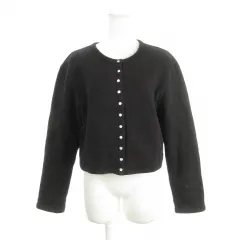 アニエスベー agnes b. pour Adam et Rope' カーディガン 裏起毛 ラウンドネック 長袖 S 黒 ブラック /AH3 ■ECD001