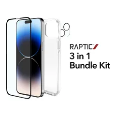 iPhone15Plus ケース ガラスフィルム カメラ保護フィルム 3点 セット クリアケース Apple iPhone15 Plus アイフォン15 プラス 対応 RAPTIC 3 in 1 Bundle Kit