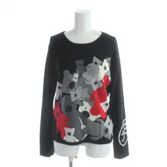 カステルバジャック CASTELBAJAC ニット セーター カシミヤ 長袖 アニマル柄 2 黒 ブラック /AP