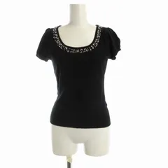 アプワイザーリッシェ Apuweiser-riche ニット セーター プルオーバー ビジュー装飾 半袖 2 黒 ブラック 62503600 /RO ■MA