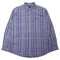 Ralph Lauren ボタンダウンシャツ XL ブルー チェック TWO-PLY COTTON スモールポニー刺繍