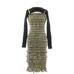 ダーリッチ Darich 25SS ニットレイヤードチェックミディワンピース Free-L ブラック アイボリー /DF ■OS