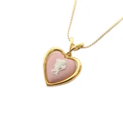 ウェッジウッド WEDGWOOD ハートネックレス ペンダント ピンク ゴールドカラー /KH