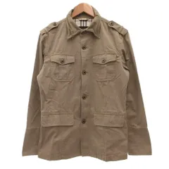 バーバリーブラックレーベル BURBERRY BLACK LABEL ミリタリージャケット M コットン ロゴ刺繍 フラップポケット エポレット ベージュ /SX ■ECD001