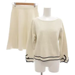 ストロベリーフィールズ STRAWBERRY-FIELDS セットアップ 長袖ニット フレアスカート ロング 袖口リボン 2 アイボリー /GV