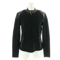 ローレンラルフローレン LAUREN RALPH LAUREN ブルゾン ジャケット フェイクレザー ニット 切替 ジップアップ スタンドカラー S 黒 ブラック /NW10のサムネイル