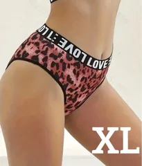 【新品】レディース 大きめ✨ ヒョウ柄 ロゴテープ パンティー レオパード ショーツ 派手