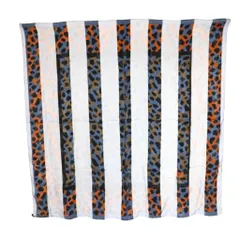 イヴサンローラン YVES SAINT LAURENT シルクスカーフ レオパード柄 マルチカラー 紺 ネイビー オレンジ /SS ■OS ■GY14