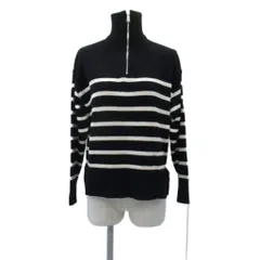ザラ ZARA ニット セーター XS 黒 ブラック オフホワイト ボーダー柄 ハーフジップ 長袖 /HO15 ■GY58