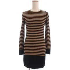 フレイアイディー FRAY I.D ボーダー ニット ワンピース ミニ チュニック 長袖 キャメル ブラック系 1 M位 ■ECT