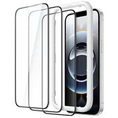 【新品】 JETech iPhone 17e (2026) / iPhone 16e / iPhone 14用全面保護フィルム 強化ガラスフィルム 黒縁 ガイド枠付き ケースに干渉なし HDクリア 6.1インチディスプレイ 3枚セット 1