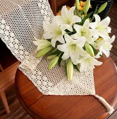 レース編み　テーブルランナー30X170cm テーブルコーディネート ベージュ