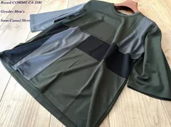 新品訳有り COMME CA ISM コムサイズム 七分袖 カラーブロック パッチワークＴシャツ 20カーキ Mサイズ 60TI24 定価3,900円