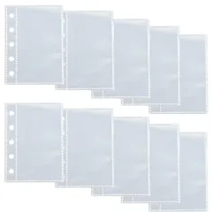 Alpha Depot シール台紙 M5ミニバインダー 透明クリア 女の子向け シール帳 はがせるシール収納 手帳型 5穴リング式 両面使えるポケット シールコレクション収納 (M5リフィル10枚) [M5リフィル10枚]