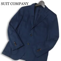 THE SUIT COMPANY スーツカンパニー 春夏 COOLMAX 麻 リネン★ アンコン テーラード ジャケット Sz.170cm-6Drop メンズ 紺