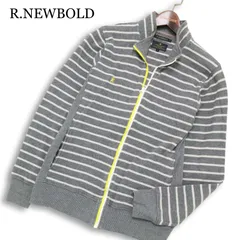 R.NEWBOLD ポールスミス 通年★ ボーダー ワッフル ロゴ刺繍 ジップ ブルゾン ジャケット Sz.L メンズ 灰 グレー