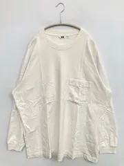 UNIQLO U ユニクロユー Tシャツ/カットソー XXL ホワイト 無地 ミドル丈 長袖 クルーネック(丸首)