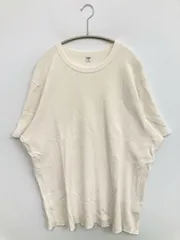 UNIQLO ユニクロ Tシャツ/カットソー XXL アイボリー 無地 ミドル丈 半端袖 クルーネック(丸首)