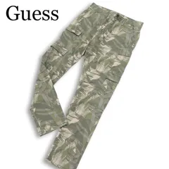 Guess ゲス 通年 ロゴ★ ストレッチ 迷彩 カモフラ 総柄 テーパード カーゴ パンツ Sz.31 メンズのサムネイル