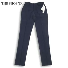 【新品 未使用】 THE SHOP TK タケオキクチ 春夏 ウォッシャブル 速乾 ストレッチ スラックス パンツ Sz.L メンズ ネイビー