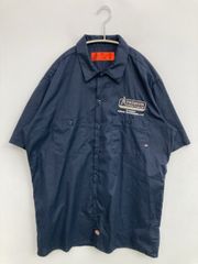 Dickies ディッキーズ シャツ/ブラウス L ネイビー コットン 前面プリント バックプリント ワンポイント ブランドロゴ 半袖 ミドル丈 レギュラーカラー
