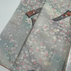 小紋 金彩 上品な花柄の染め 着物 正絹 MK-4868