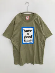 have a good time ハブアグッドタイム Tシャツ/カットソー L カーキ 前面プリント ブランドロゴ ミドル丈 半袖 クルーネック(丸首)