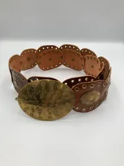 ベルト ブラウン レザー・本革 メタル