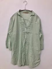 GLOBAL WORK グローバルワーク シャツ/ブラウス L ライトグリーン コットン 無地 半端袖 レギュラーカラー