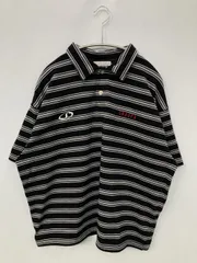SNAP CLUB スナップクラブ ポロシャツ M ブラック ボーダー柄 ワンポイント ブランドロゴ 刺繍 半袖