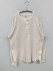 UNIQLO ユニクロ Tシャツ/カットソー M ホワイト 無地 長袖 ヘンリーネック