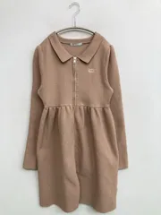 ems excite エムズエキサイト ワンピース F ベージュ ニット 無地 刺繍 長袖 フレア