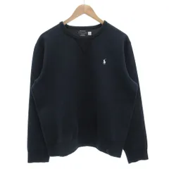 ポロ ラルフローレン POLO RALPH LAUREN ダブルニット スウェットシャツ トレーナー 前V クルーネック ポニー刺繍 M 紺 ネイビー /GV ■GY03