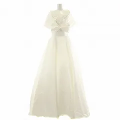 ノーブランド ウェディングドレス フラワー装飾 Aライン ベルライン ウエディングケープ ボレロ付き 9TT号 M 白 ホワイト /MW ■GY18