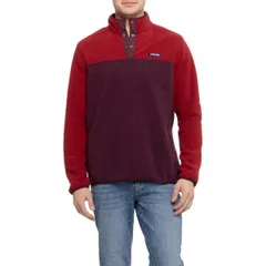 ランズエンド メンズ アウター ジャケット・ブルゾン フリース Lands End Color Block Polar Fleece Soft Feel Jacket Snap Neck Bordeaux