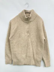 UNIQLO ユニクロ ニット/セーター S ベージュ ナイロン ウール・ニット 無地 ミドル丈 長袖 タートルネック/ハイネック