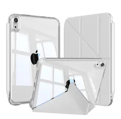 iPad mini7 ケース (A17 Pro) iPad Mini 第7/6世代 ケース 透明バックカバー 分離式 三角形多機能スタンド 取り外し可能 横置き＆縦置き 耐衝撃 軽量 薄型