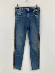 ZARA ザラ デニムパンツ EUR36/USA04/MEX26 ブルー 無地 ライン柄 スキニー・タイト テーパード レギュラー ヴィンテージ