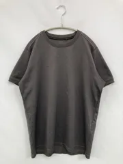 UNIQLO ユニクロ Tシャツ/カットソー L グレー 無地 ミドル丈 半袖 クルーネック(丸首)