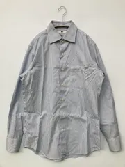 UNIQLO ユニクロ ビジネスシャツ M ブルー コットン ストライプ柄 長袖 レギュラーカラー